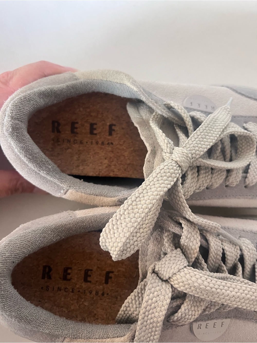 Reef Lay Day Lift Hidden Wedge Sneaker Women’s 8.5 Leather Gray White CJ6920 - Picture 4 of 9